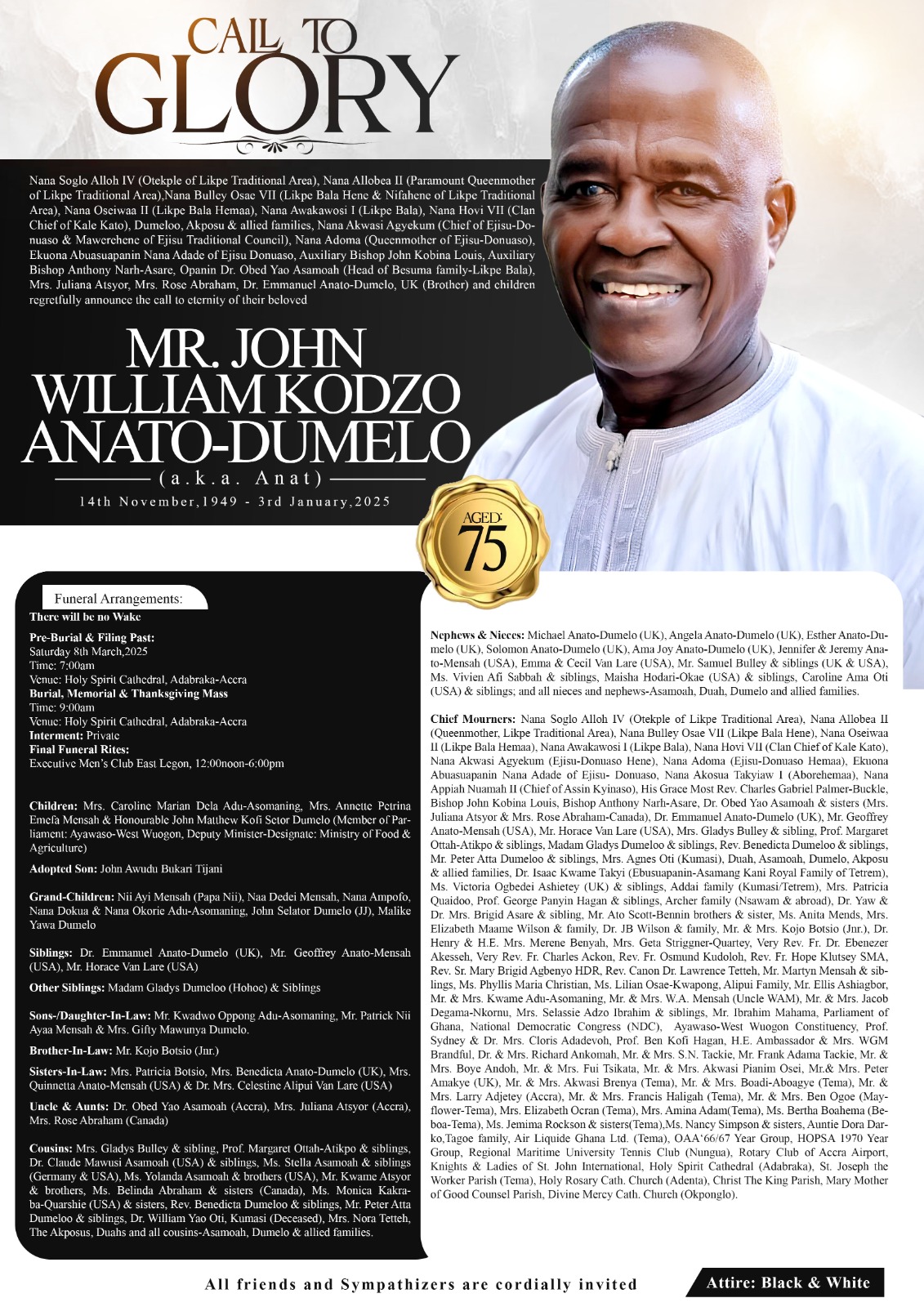 FUNERAL OF THE LATE MR. JOHN WILLIAM KODZO ANATO-DUMELO